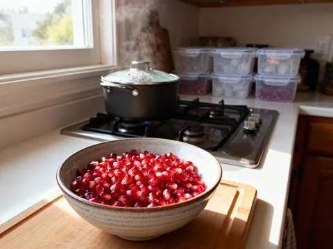 Granaatappelpitjes invriezen