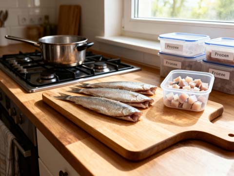 Zoute haring invriezen